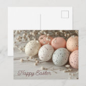 Bunte Ostereier Postkarte mit Frühlingsblumen (Vorne/Hinten)