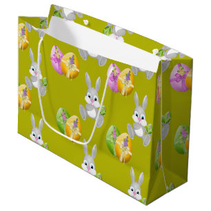Bunte Ostereier und Häschen Große Geschenktüte