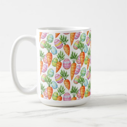 BUNTE OSTEREIER UND ORANGEFARBENE KAROTTEN KAFFEETASSE (Links)