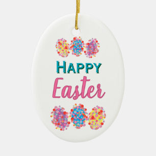 Bunte Ostereier Wasserfarbflecken Frohe Ostern Keramik Ornament