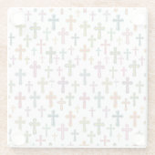 Bunte Ostereierkreuz gemustert Glasuntersetzer (Rückseite)