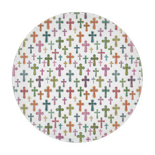 Bunte Ostereierkreuz gemustert Schneidebrett