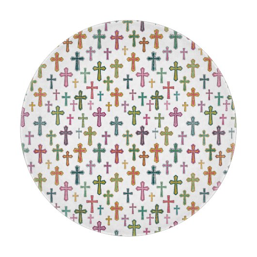 Bunte Ostereierkreuz gemustert Schneidebrett (Vorderseite)