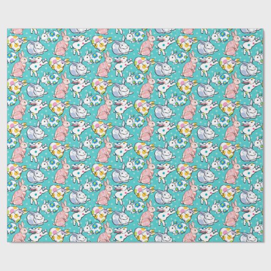 Bunte Osterhasen Geschenkpapier (Flach)