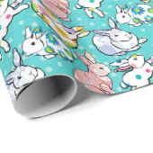 Bunte Osterhasen Geschenkpapier (Rolleneckpunkt)