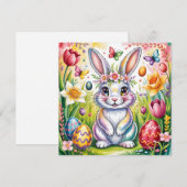 Bunte Osterhasen-Illustration mit Krone Feiertagskarte (Vorne/Hinten)