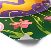 Bunte Osterhasen-Illustration mit Krone Poster (Ecke)
