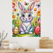 Bunte Osterhasen-Illustration mit Krone Poster (Küche)