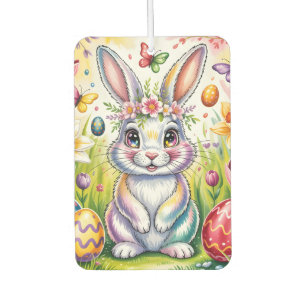 Bunte Osterhasenillustration mit Krone Autolufterfrischer
