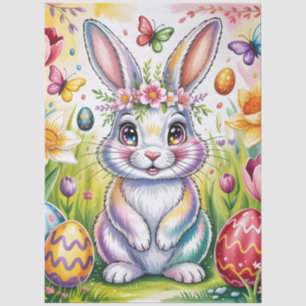 Bunte Osterhasenillustration mit Krone Seidenpapier