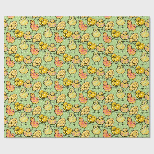 Bunte Ostern-Küken Geschenkpapier (Flach)