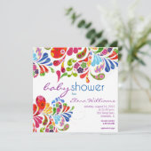 bunte Paisley-Babydusche Einladung (Stehend Vorderseite)