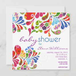 bunte Paisley-Babydusche Einladung