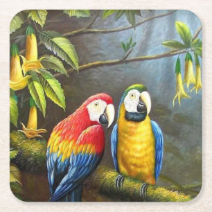 Bunte Papageien Fine Art Rechteckiger Pappuntersetzer
