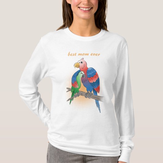 Bunte Papageien Muttertag T-Shirt (Vorderseite)