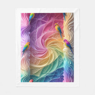 Bunte Papageien Pastell-Swirbel-Kunst Fleece-Decke Fleecedecke