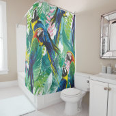 bunte Papageien und exotische Blume Duschvorhang (Beispiel)
