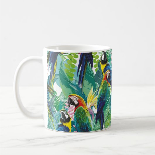 bunte Papageien und exotische Blume Kaffeetasse (Links)