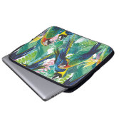 bunte Papageien und exotische Blume Laptopschutzhülle (Vorne Knopf)