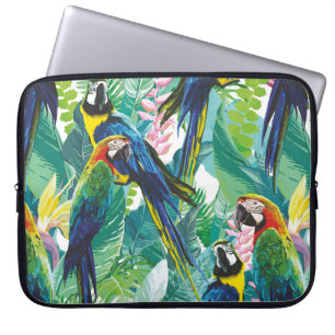 bunte Papageien und exotische Blume Laptopschutzhülle