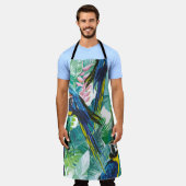 bunte Papageien und exotische Blume Schürze (Getragen)