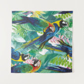 bunte Papageien und exotische Blume Wandteppich (Vorderseite (Horizontal))