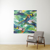 bunte Papageien und exotische Blume Wandteppich (Beispiel (Horizontal))