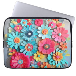 Bunte Papier-Blumenkunst Laptopschutzhülle