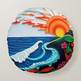 Bunte Papier-Quilling-Kunst Rundes Kissen