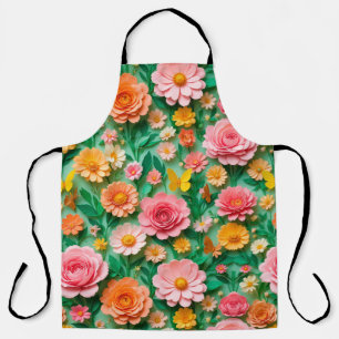 Bunte Papierblumen und Schmetterlinge Schürze