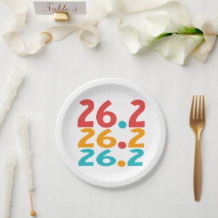 Bunte Papierplatten mit 26,2-Marathonläufer-Motiv Pappteller