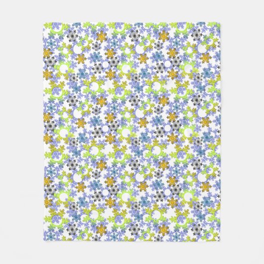 Bunte Papierschneeflocken auf Weiß Fleecedecke (Vorderseite)
