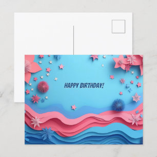 Bunte Papierschnitt-Feuerwerks-Geburtstag Postkarte