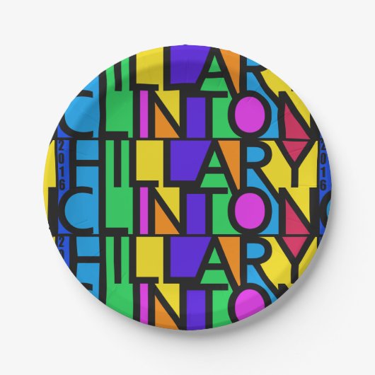 Bunte PapierTeller Hillary Clinton 2016 (Vorderseite)