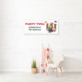 Bunte Parrot-Tropenkind's Geburtstagsparty Banner (Insitu)