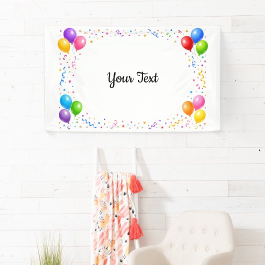 Bunte Party Ballons Konfetti Rahmen Design Banner (Insitu)