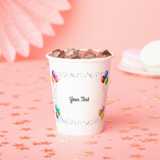 Bunte Party Ballons Konfetti Rahmen Design Pappbecher