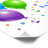 Bunte Party Ballons Konfetti Rahmen Design Poster (Ecke)