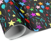 Bunte Party-Ballons und Sterne Geschenkpapier (Rolleneckpunkt)