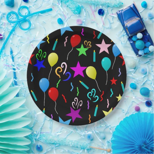 Bunte Party-Ballons und Sterne Pappteller (Party)