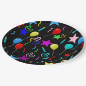 Bunte Party-Ballons und Sterne Pappteller (Schrägansicht)