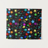 Bunte Party-Ballons und Sterne Wandteppich (Vorderseite (Horizontal))