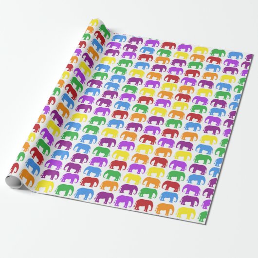 Bunte Party-Elefanten Geschenkpapier (Ungerollt)