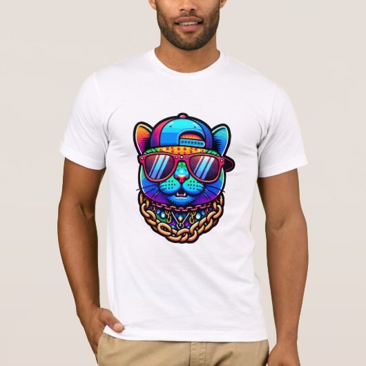 Bunte Partykatze T-Shirt (Vorderseite)