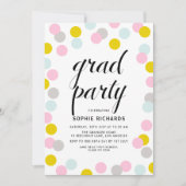 Bunte Pastel Confetti Dots Graduation Party Einladung (Vorderseite)