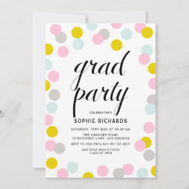 Bunte Pastel Confetti Dots Graduation Party Einladung