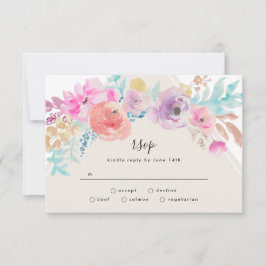 Bunte Pastelblumengarten Hochzeit RSVP Karte