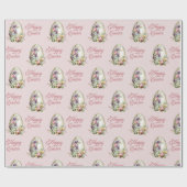 Bunte Pasteleier Ostereier Blumenmuster Rosa Geschenkpapier (Flach)