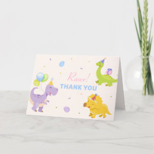Bunte Pastell-Dinosaurier-Ballon-Party-Baby-Shower Dankeskarte