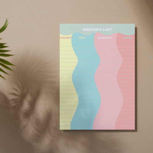 Bunte Pastell-Farbige Groovy-Retro-Einkaufsliste Notizblock
